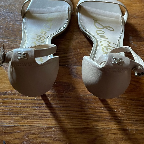 Sam Edelman Patti Heels Open Toe Nude Ivory Leather Shoes Size 13 - Picture 3 of 6